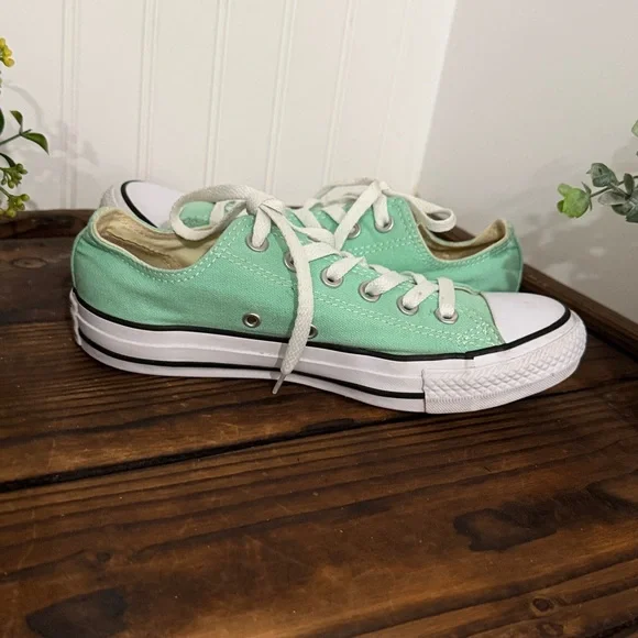 Mint Green Converse All Star Chuck Taylor Low Canvas Sneakers - Picture 5 of 8